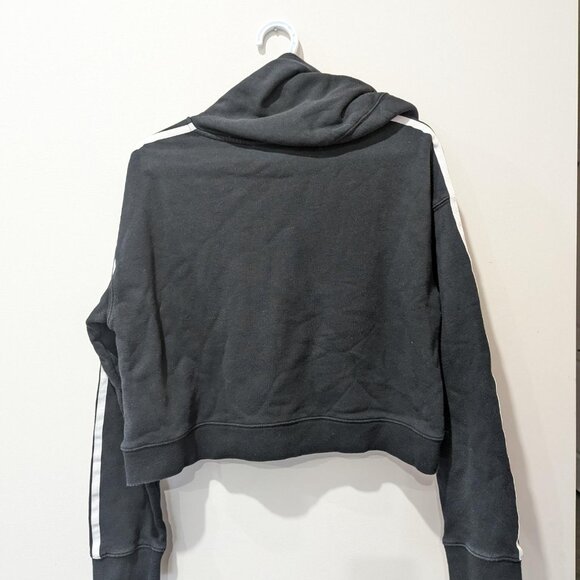 Adidas Classic Black Crop Hoodie Women's S Athleisure 100% Cotton Streetwear - Picture 2 of 8